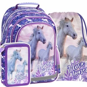 ZESTAW 3 el. Plecak szkolny I Love Horses KONIE (PL15BKO25SET3CZ)