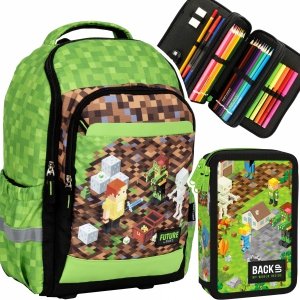 ZESTAW 2 el. Plecak szkolny GAME LEVEL dla fana gry MINECRAFT (PLSZDF35SET2CZ)