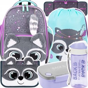 ZESTAW 5 el. Tornister Plecak wczesnoszkolny BAMBINO szop, RACOON B8 (63659SET5CZ)