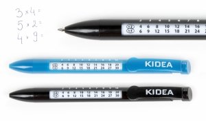 2x Długopis automatyczny z tabliczką mnożenia CZARNY NIEBIESKI Kidea (DTMKADSET2CZ)