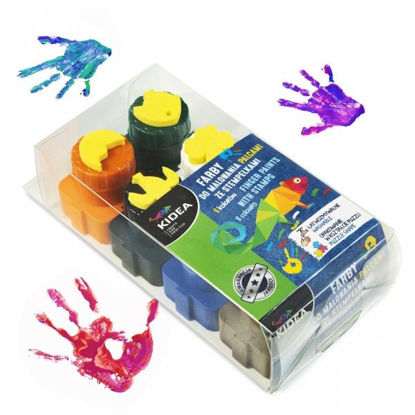 Farby do malowania palcami ze stempelkami 8 kolorów KIDEA (FDPS8KA)