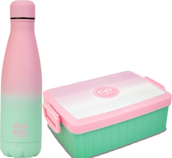 Zestaw bidon i śniadaniówka Drink&amp;Go butelka termiczna CoolPack 500ml różowe ombre, GRADIENT STRAWBERRY (Z04754+Z07754)