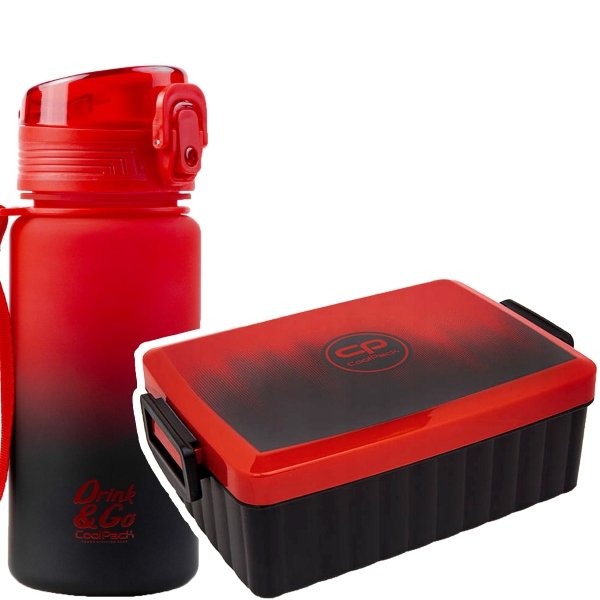 Zestaw bidon i śniadaniówka CoolPack BRISK MINI czerwone ombre, CRANBERRY 400ml (56223CP+Z07756)