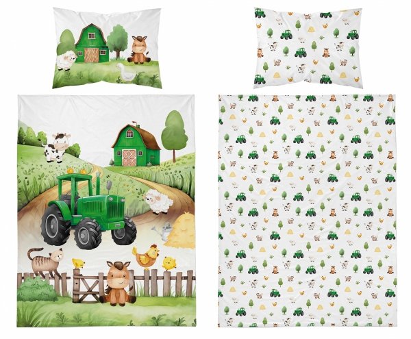 Pościel FARMA TRAKTOR komplet pościeli MAYA MOO 100x135 cm ZIELONA (4997B)