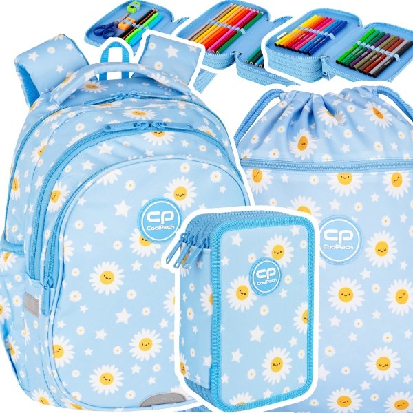 ZESTAW 3 el. Plecak wczesnoszkolny CoolPack JERRY 21 L stokrotki, DAISY SUN (F029834SET3CZ)