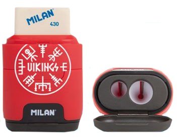 Temperówka podwójna z gumką do mazania Milan COMPACT VIKINGS Czerwona (4703116VK)