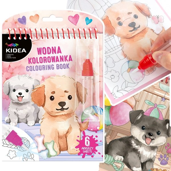 Magiczna wielorazowa kolorowanka wodna PIESKI (MWKWLKA)