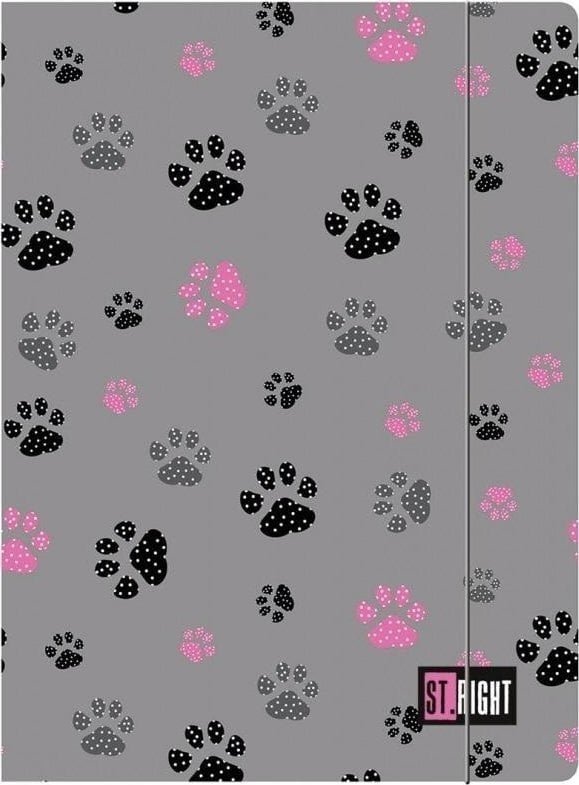 Teczka rysunkowa A4 z gumką ST.RIGHT psie łapki, PAWS (54794)