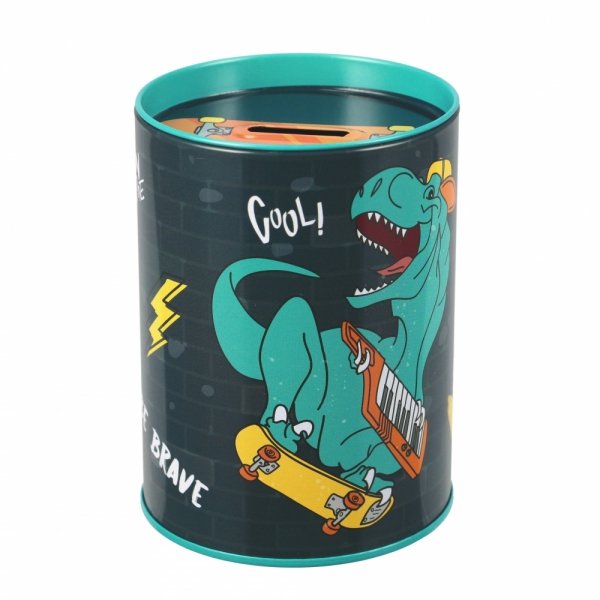 Skarbonka metalowa okrągła dinozaury, SKATE DINO Starpak (536633)