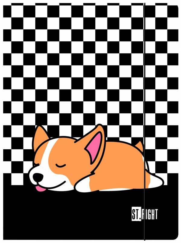 Teczka rysunkowa A4 z gumką ST.RIGHT piesek, SLEEPY CORGI (69958)