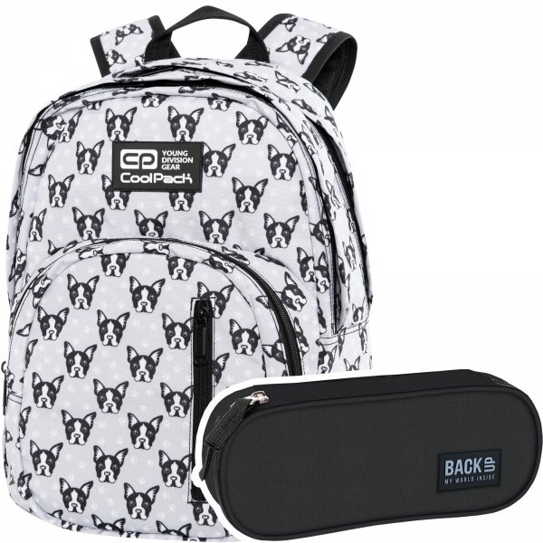 ZESTAW 2 el. Plecak CoolPack DISCOVERY 27 L buldogi, FRENCH BULLDOGS (C38247SET2CZ)