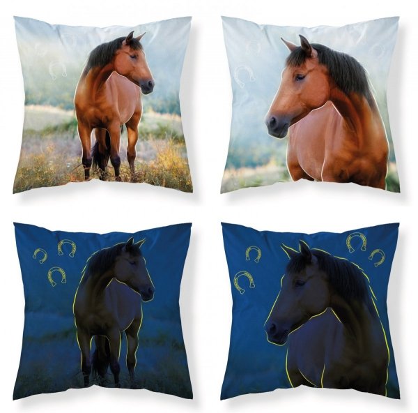 Poszewka na poduszkę świecąca w ciemności HORSES Konie 40 x 40 cm (PF020)