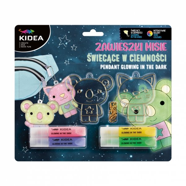 Zestaw zawieszek MISIE świecących w ciemności KIDEA (ZZMISCKA)