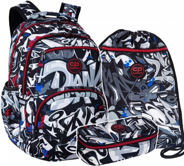 ZESTAW 3 el. Plecak CoolPack PICK  23 L graffiti, STREET ART (F099706SET3CZ)