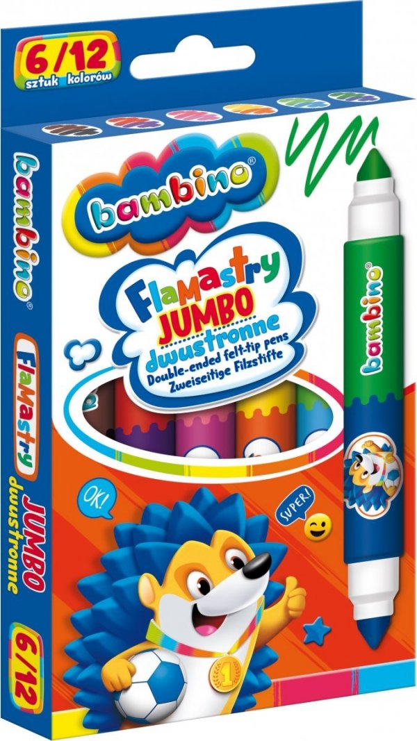 Flamastry dwustronne Jumbo 6/12 kolorów BAMBINO (03172)