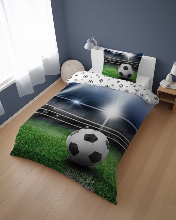 Pościel bawełniana FOOTBALL Piłka nożna 160 x 200 cm komplet pościeli (5155A)
