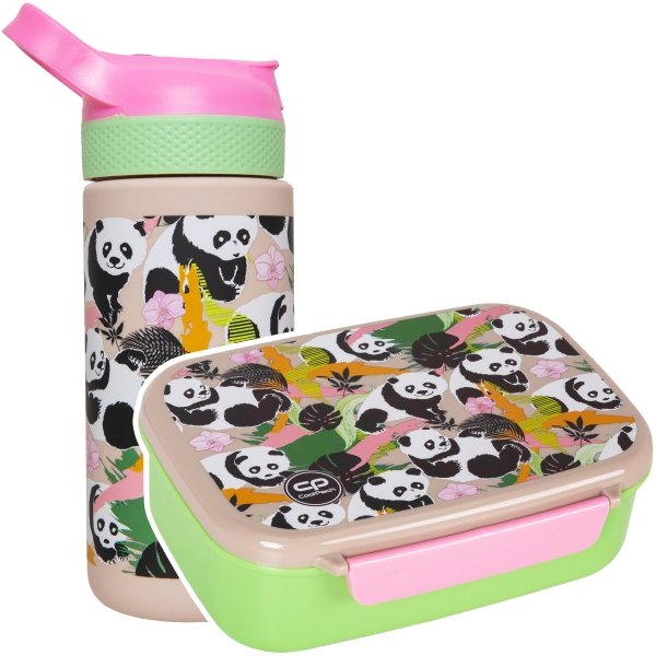 Zestaw bidon i śniadaniówka CoolPack BIBBY pandy, PANDA GANG 420ml (Z08829+Z18829)