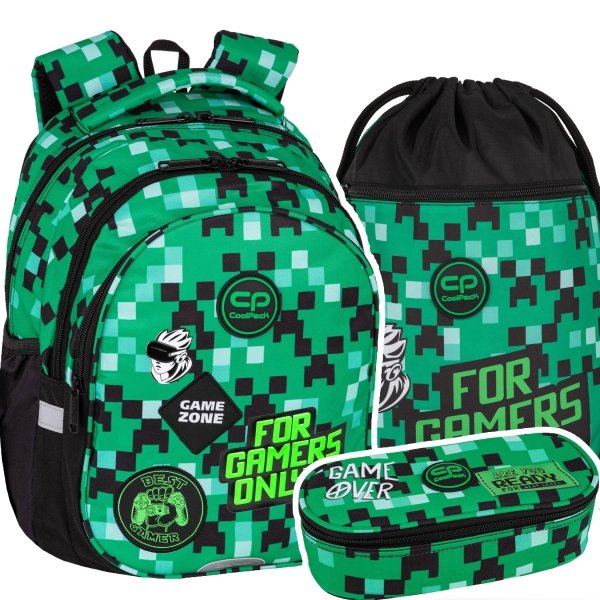 ZESTAW 3 el. Plecak wczesnoszkolny CoolPack JERRY 21 L gra, GAME ZONE (F029826SET3CZ)