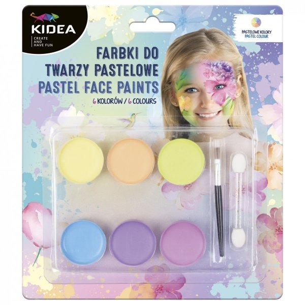 Farbki pastelowe do malowania twarzy 6 kolorów KIDEA (FDTP6KA)