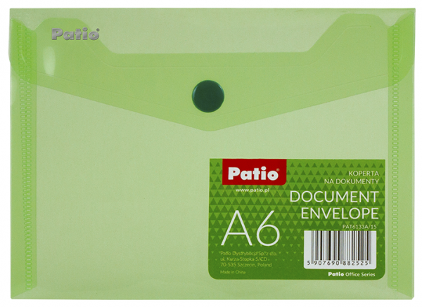 Teczka koperta transparentna na dokumenty A6 PATIO zielona (PAT6133A/N/15)