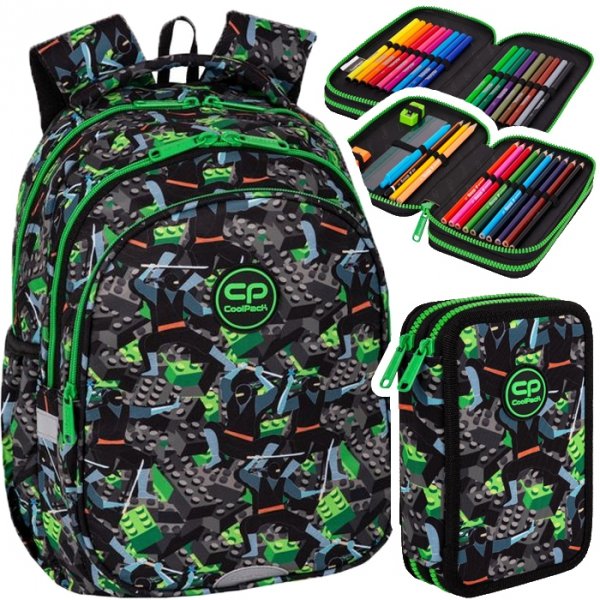 ZESTAW 2 el. Plecak wczesnoszkolny CoolPack JERRY 21 L klocki, KIDS FROM THE BLOCK (F029823SET2CZ)