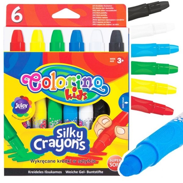 Kredki wykręcane żelowe 6 kolorów 3 w 1 COLORINO KIDS  (36061)