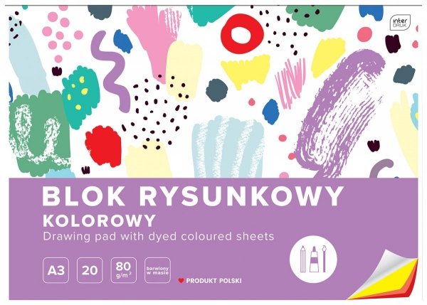 Blok rysunkowy A3 KOLOROWY kolorowe kartki (60037)