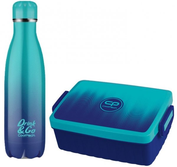 Zestaw bidon i śniadaniówka Drink&amp;Go butelka termiczna CoolPack 500ml niebieskie ombre, GRADIENT OCEAN (Z04509+Z07509)
