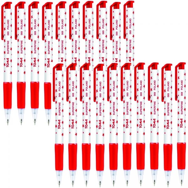 Długopis automatyczny w gwiazdki TOMA, czerwony 20szt (TO-069)