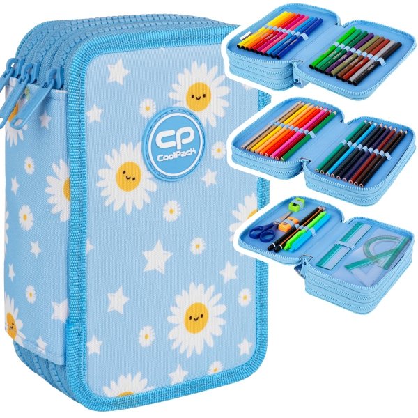 Piórnik CoolPack potrójny z wyposażeniem JUMPER 3 stokrotki, DAISY SUN (F067834)