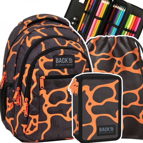 ZESTAW 3 el. Plecak szkolny młodzieżowy BackUP 26 L MAGMA (PLB5O42SET3CZ)