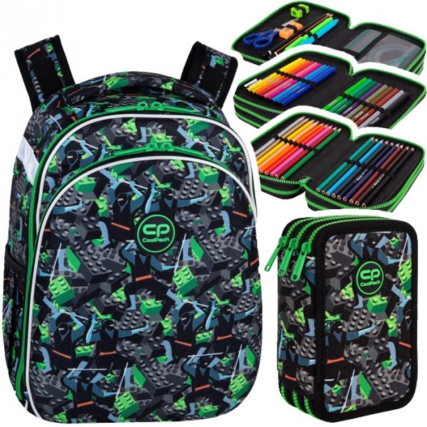 ZESTAW 2 el. Tornister Plecak CoolPack TURTLE  25 L klocki, KIDS FROM THE BLOCK (F015823SET2CZ)