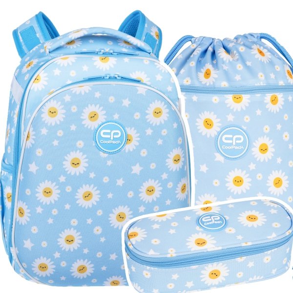 ZESTAW 3 el. Tornister Plecak CoolPack TURTLE  25 L stokrotki, DAISY SUN (F015834SET3CZ)