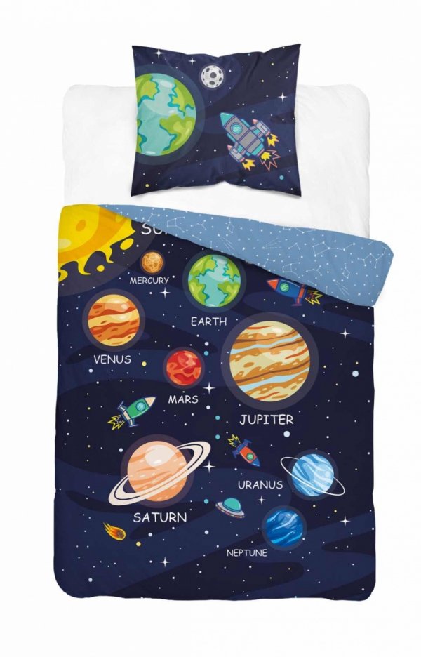 Pościel bawełniana KOSMOS PLANETY Układ 160 x 200 cm (5150A)