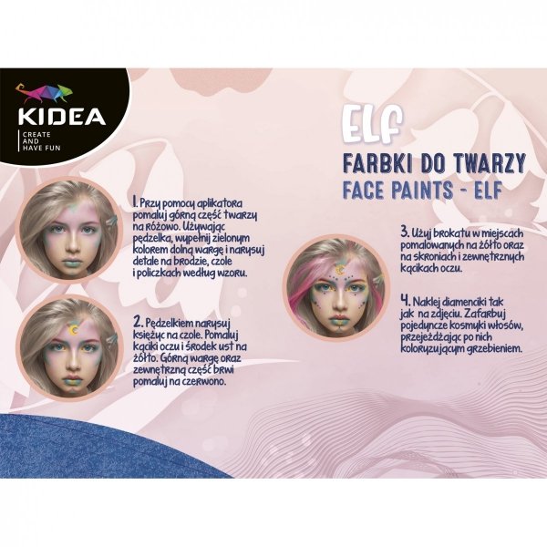 Farbki do malowania twarzy ZESTAW ELF 4 kolory  KIDEA (FDTZEKA)