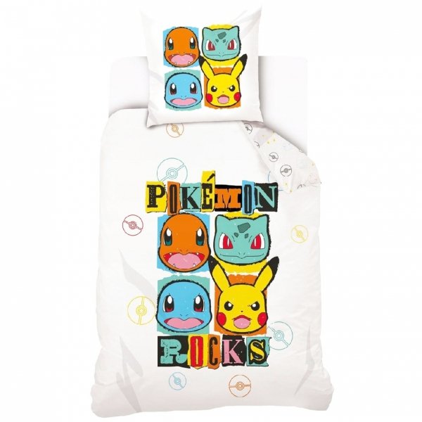 ZESTAW 2 el. Pościel bawełniana POKEMON PIKACHU PIKACZU 140 x 200 cm + PODUSZKA (POK3230651SET2CZ)
