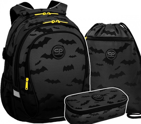 ZESTAW 3 el. Plecak CoolPack FACTOR X  batman, DARKER NIGHT (F002680SET3CZ)