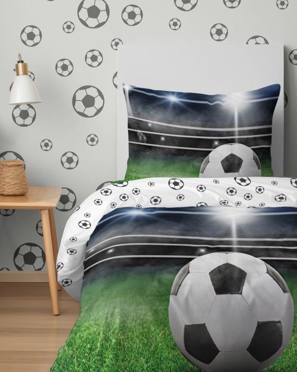 Pościel bawełniana FOOTBALL Piłka nożna 160 x 200 cm komplet pościeli (5155A)