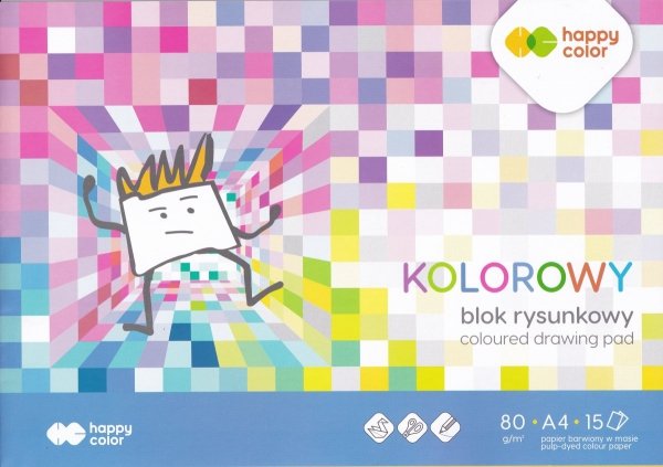 Blok rysunkowy A4 kolorowe kartki 15 kolorów HAPPY COLOR (06620)