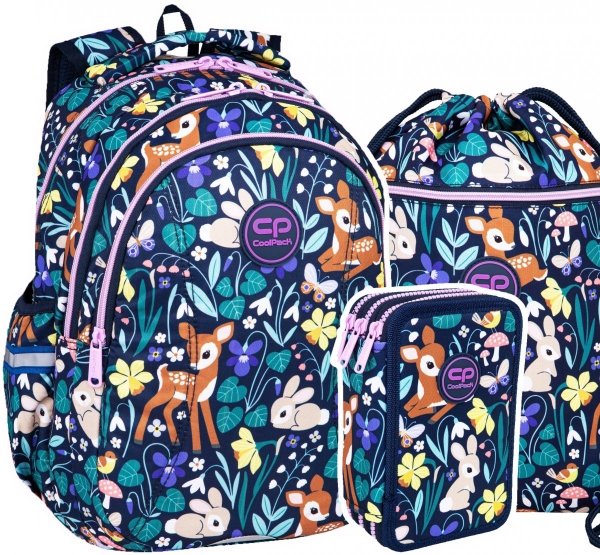ZESTAW 3 el. Plecak wczesnoszkolny CoolPack JOY S 21L jelonek, OH MY DEER (F048664SET3CZ)