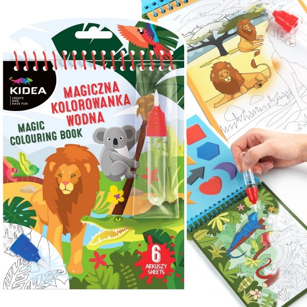 Magiczna wielorazowa kolorowanka wodna SAFARI ZWIERZĘTA (MWKWMKA)