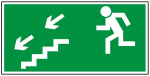 Kierunek do wyjścia drogi ewakuacyjnej schodami w dół na lewo 105 (P.F.)