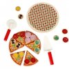 Pizza drewniany zestaw do zabawy na rzep  akcesoria łopatka nóż talerz nauka krojenia 20cm
