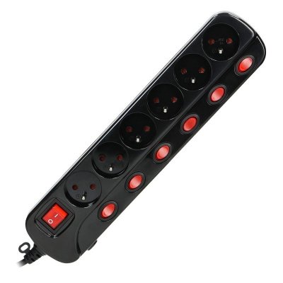 LISTWA ZASILAJĄCA &#039;MULTISWITCH&#039;, 6X2P+Z, KABEL 3X1,0M CZARNY