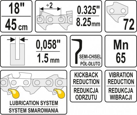 ŁAŃCUCH TNĄCY DO PILARKI 18&#039;&#039; .325 1.5MM 72Z