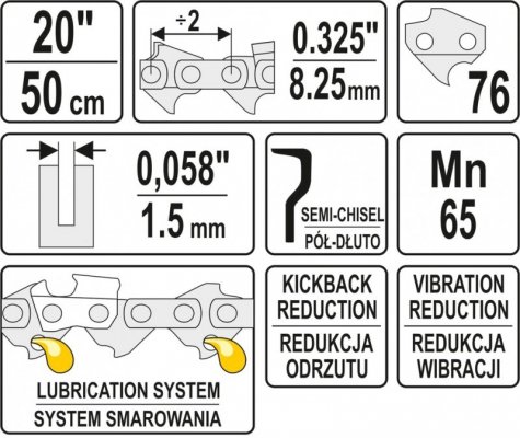 ŁAŃCUCH TNĄCY DO PILARKI 20&#039;&#039; .325 1.5MM 76Z