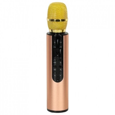 Mikrofon bezprzewodowy karaoke dla dzieci głośnik Bluetooth 2000mAh karta SD USB wysoka jakość złoty