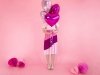 Balon foliowy Serce, 45cm, ciemny róż