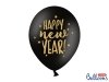Balony 30cm, Happy New Year, Pastel Black (1 op. / 6 szt.)