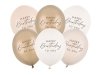 Balony 30 cm, Happy Birthday, mix beżowy (1 op. / 6 szt.)